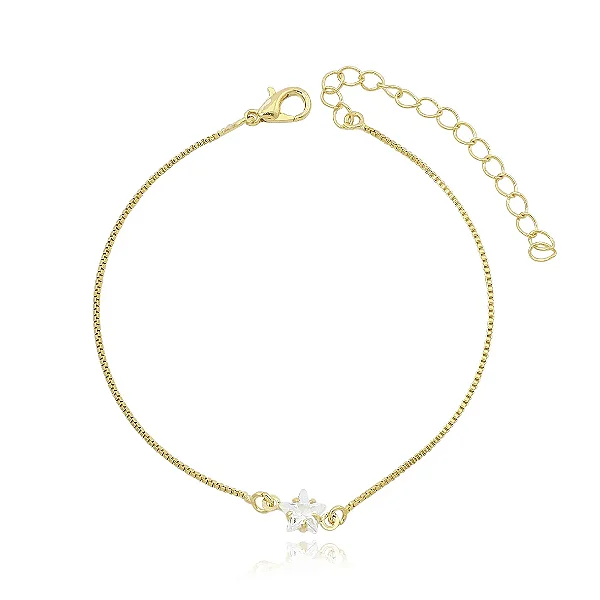 Pulseira Pedra Estrela Central Zircônia Folheado