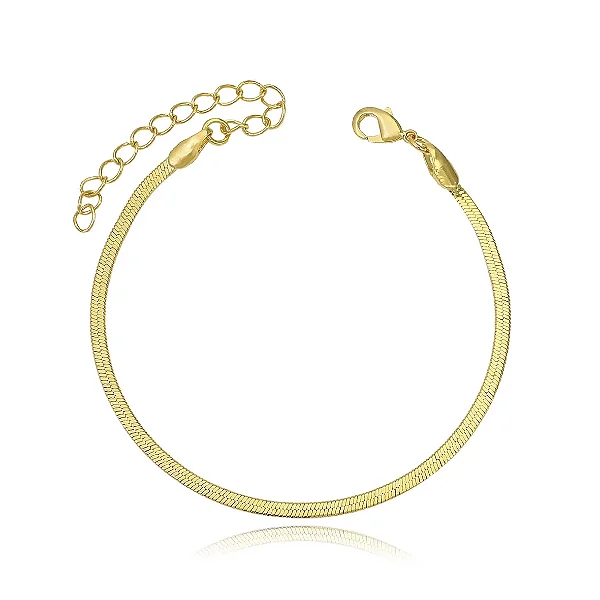 Pulseira Malha Serpente Fina 2mm Folheada a Ouro 18K