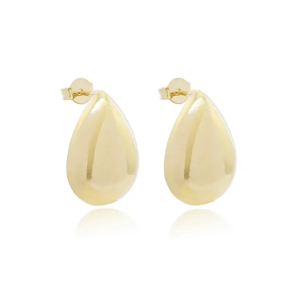 Brinco Médio Gota Folheado Ouro 18k