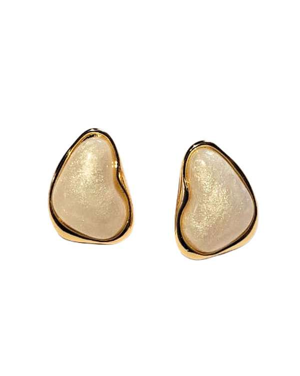 Brinco Folheado a Ouro 18k Organizo Texturado com Borda Lisa