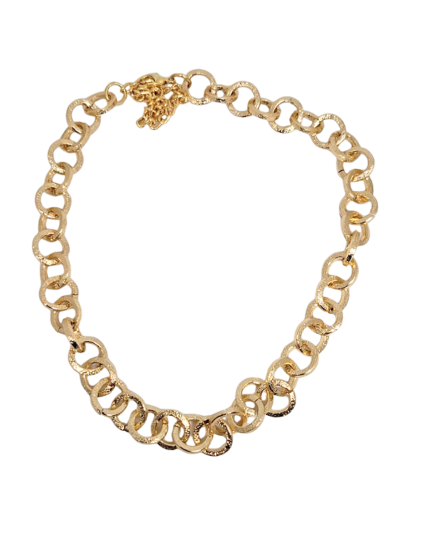 Colar Folheado a Ouro 18k Elos Redondos Texturizados