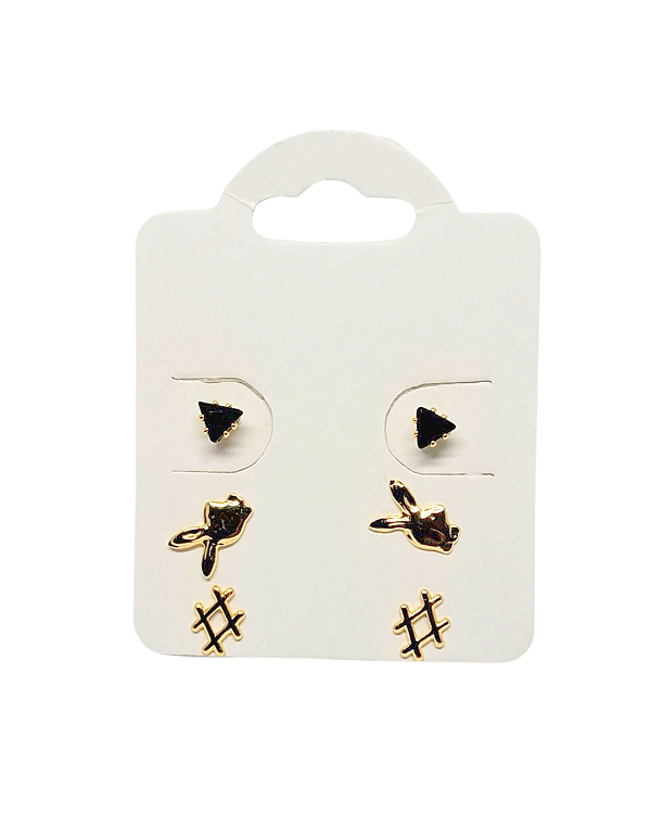 Trio de Brincos Folheados a Ouro 18K - Clássico