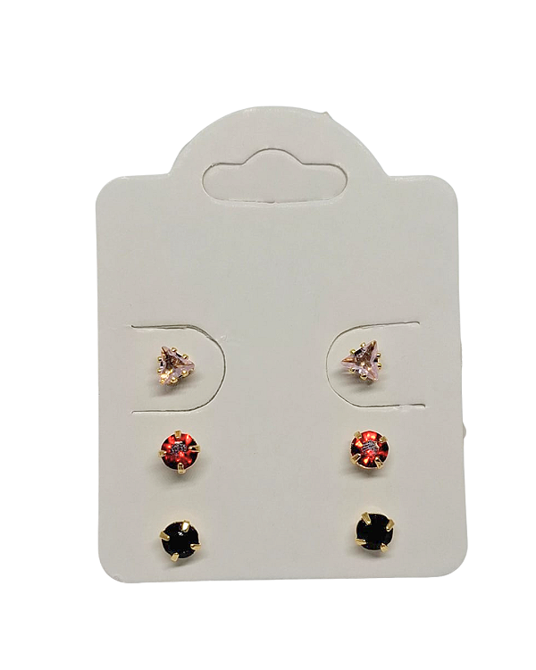 Trio de Brincos Folheados a Ouro 18K - Clássico