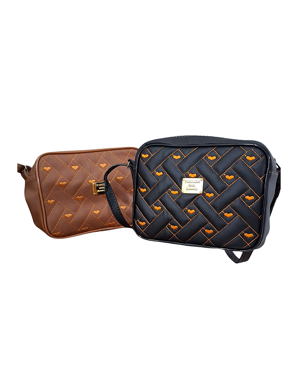 Bolsa Transversal Média – Corações em Relevo