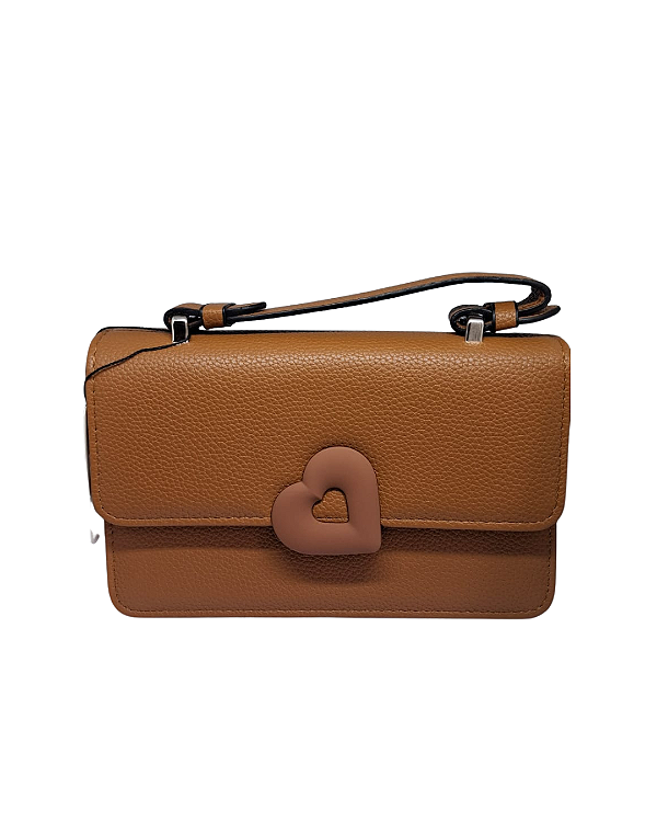 Bolsa Transversal Pequena – Marrom com Fecho em Coração