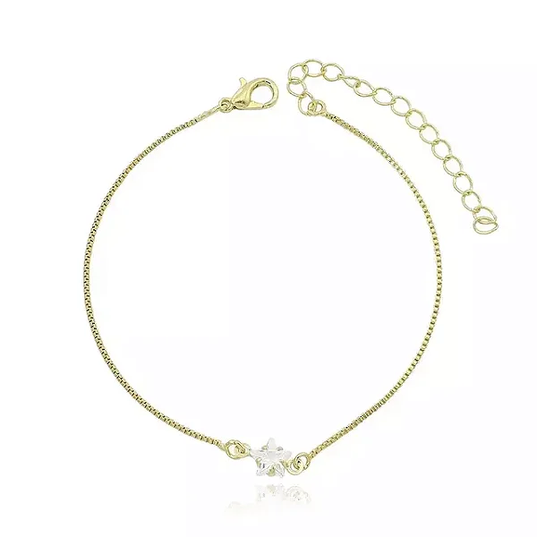 Pulseira Pedra Estrela Central Zircônia Folheado