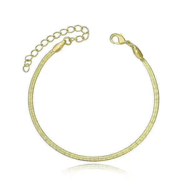 Pulseira Malha Serpente Fina 2mm Folheada a Ouro 18K