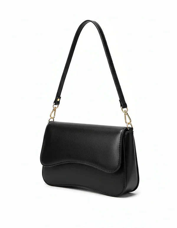 Bolsa de Ombro Pequena – Preta Lisa