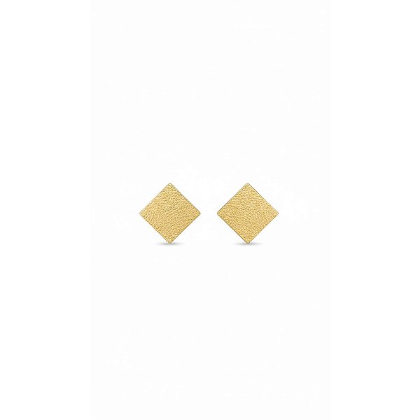 Brinco Quadrado Texturizado Banhado a Ouro 18k