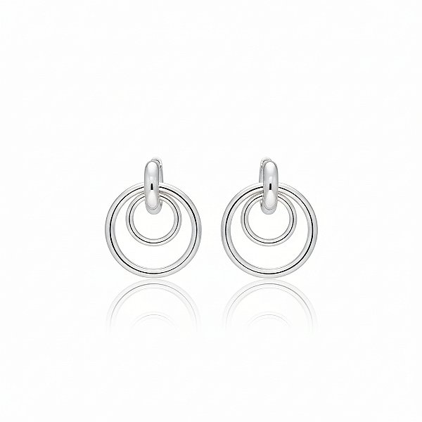 Brinco Argola Dupla Minimalista Prata 925