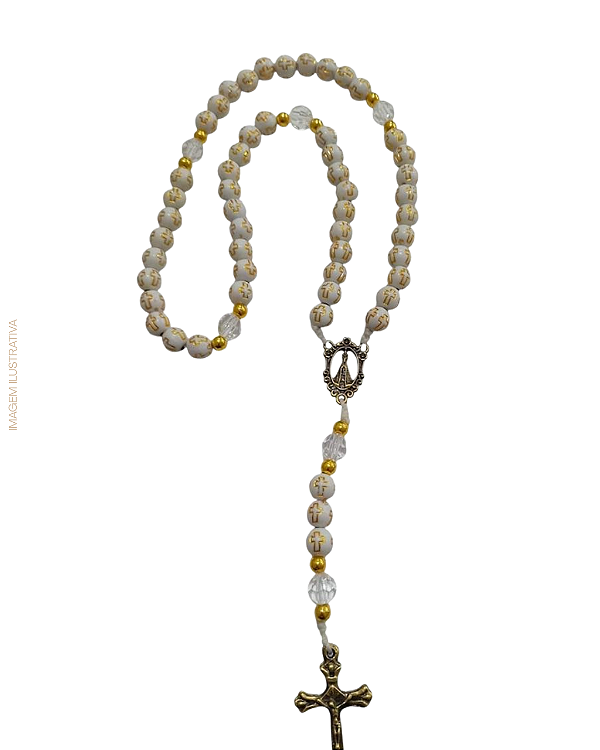 Terço São Bento Textura Cruz Dourado