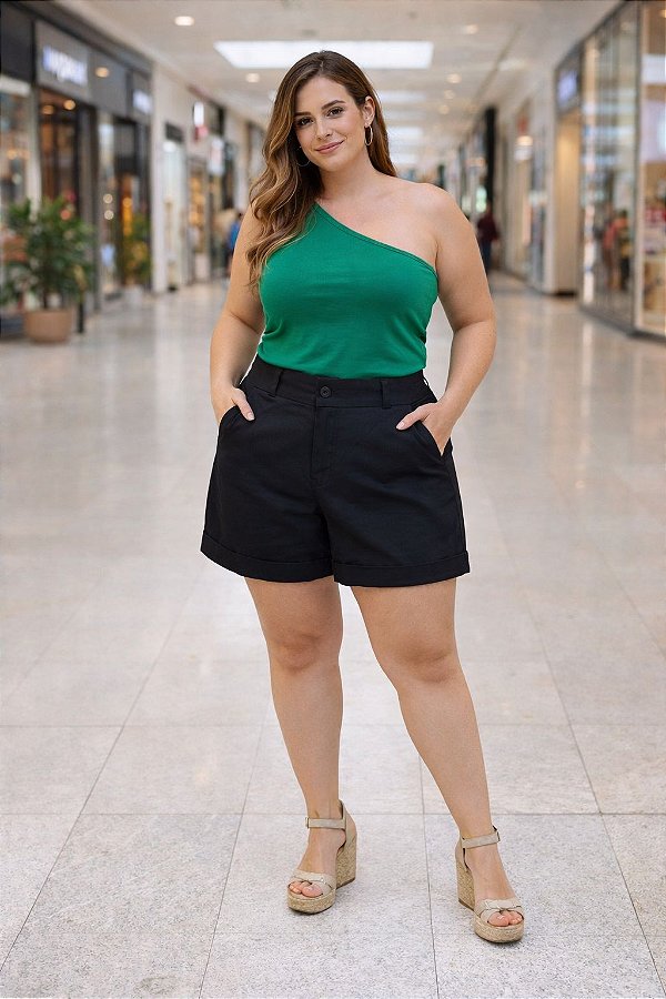 Shorts em tecido Twill