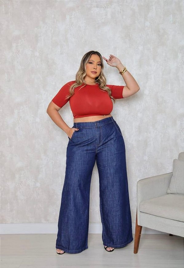 Calça Pantalona Jeans