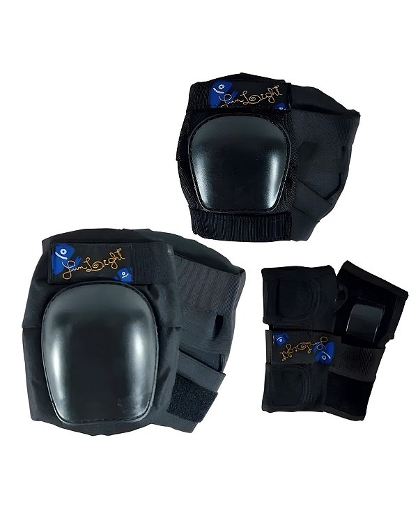 Kit de Proteção Para Skate FUNLIGHT ADULTO - 2 joelheiras, 2 cotoveleiras e 2 luvas