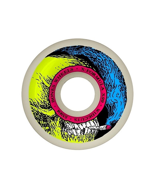 RODAS BONES WHEELS X-Formula Skateboard Wheels Smokin Skull 53mm V6 Widecuts 99A 4pk