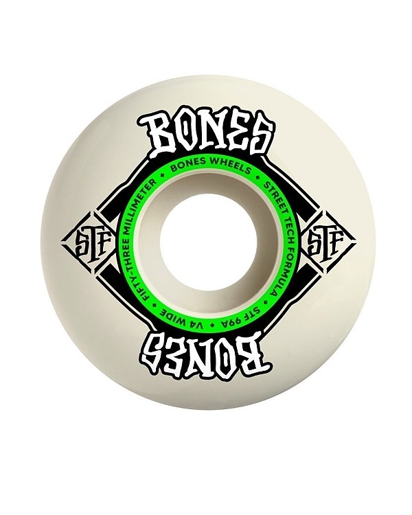 RODAS BONES STF Skateboard Wheels Sidecut 53mm V4 99A 4pk White
