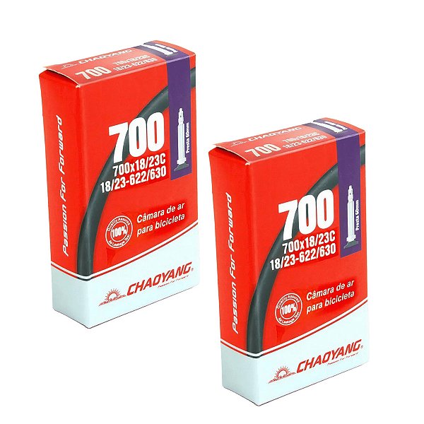 Par de Câmaras De Ar Chaoyang Speed Aro 700 X 18 / 23 Presta 60mm