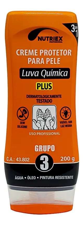 Creme Protetor Mãos Luva Química Grupo 3 200 Gr Nutriex Tipo De Embalagem Pote Tipos De Pele Normal