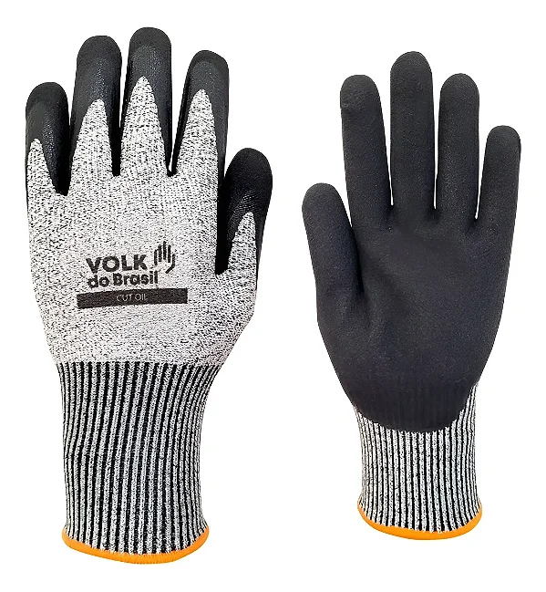 Luva Cut Oil Anticorte Com Palma Impermeável Volk Ca 36606