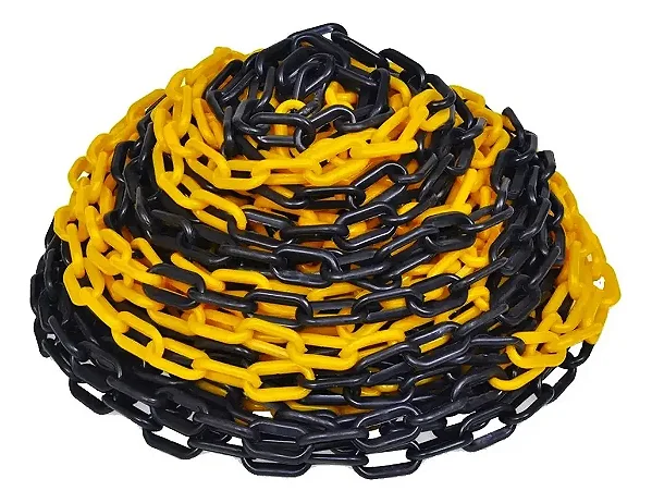 Kit 50 Metros Corrente Zebrada Preto e Amarelo Elo Grande 8mm