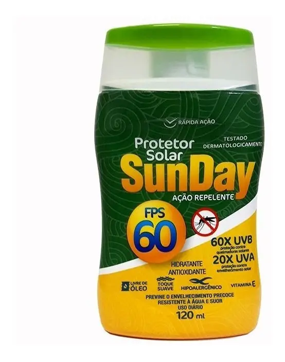 Protetor Solar C/repelente Sunday Fps-60 120ml
