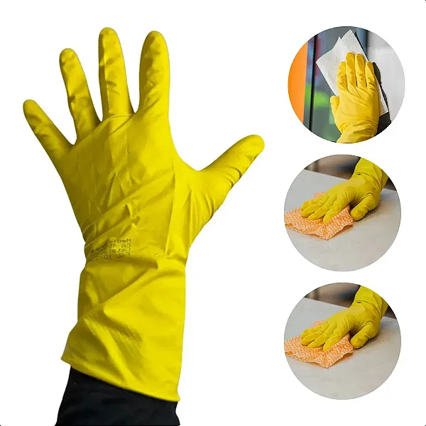 Kit 5 Prs Luvas Látex Multiuso Limpeza Amarela Medix/mblife