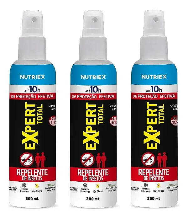 Repelente Spray Pele Nutriex 10h Proteção 200ml Kit 3 Unidades
