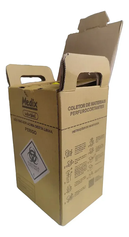10 Caixas Coletora Material Perfuro Cortante 3 Litros Medix