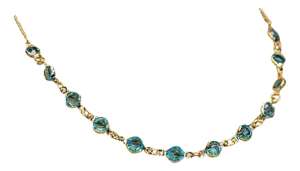 Colar Choker Feminino Com Pedras Azuis