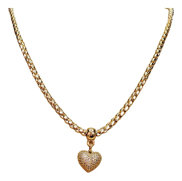 Colar Feminino Com Pingente De Coração Detalhado