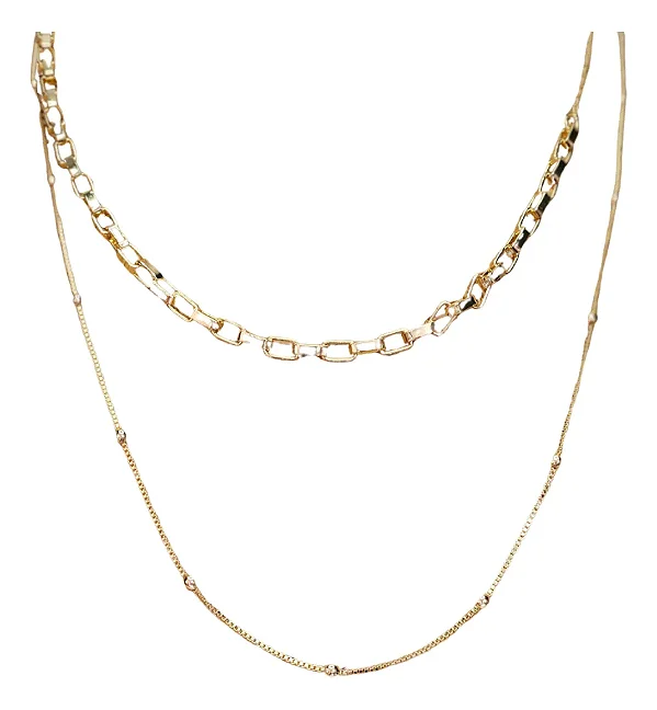 Colar Corrente Choker Feminino Dourado