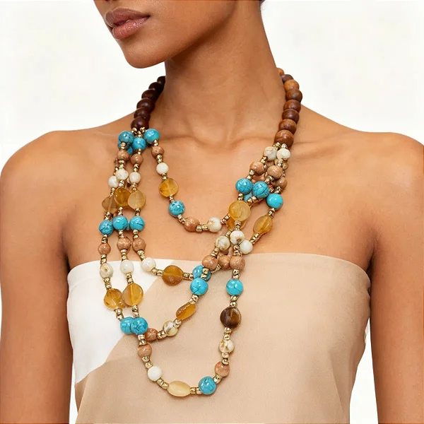 Colar De Miçangas - Cores Claras