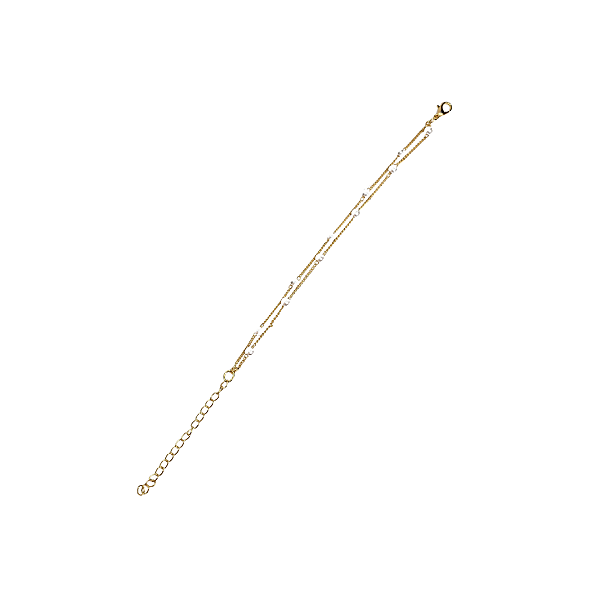 Pulseira Dupla Pérola Bola Lisa Dourada