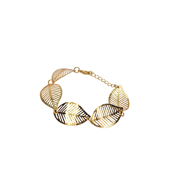 Pulseira Folha Dourada Elegante Feminina