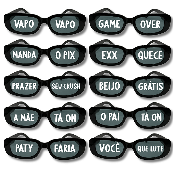 Kit 10 Óculos Escuro JOMA Vintage Retrô Com Frases Divertidas Para Festas