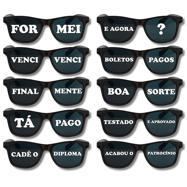 Kit 10 Óculos Escuro JOMA Com Frases Para Formatura