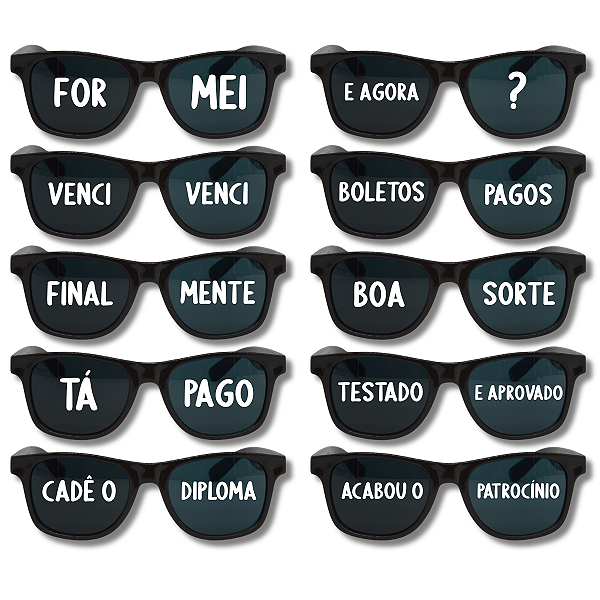 Kit 10 Óculos Escuro JOMA Com Frases Para Formatura