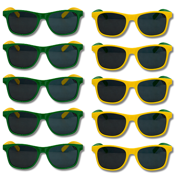 Kit 10 Óculos Clássico Verde e Amarelo Brasil Copa 2026