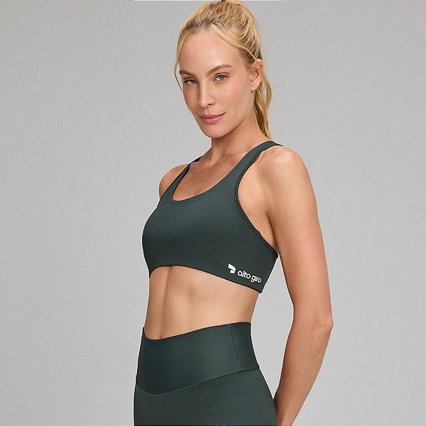 Top Alto Giro Nadador Essentials SM25 Verde Escuro