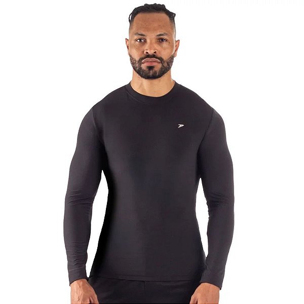 Camiseta Poker Manga Longa Térmica Skin New Masculina Preto