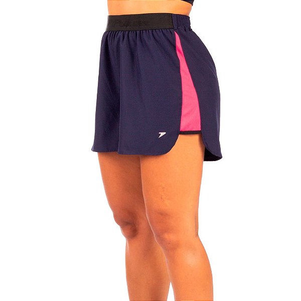 Shorts Poker Runner Vida Feminino Marinho/Rosa/Preto
