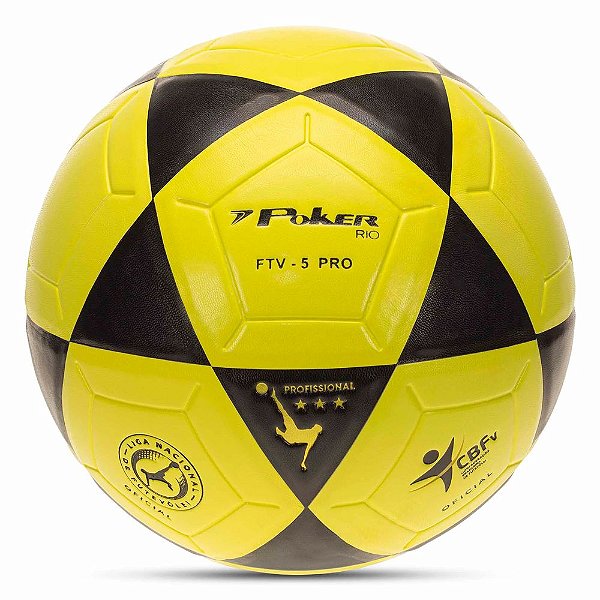 Bola Poker Futevôlei Vulcanizada PU Rio Amarelo/Preto