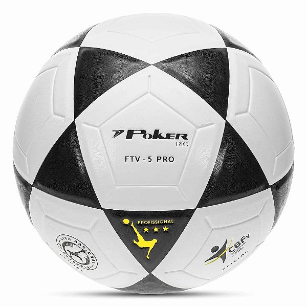 Bola Poker Futevôlei Vulcanizada PU Rio Branco/Preto