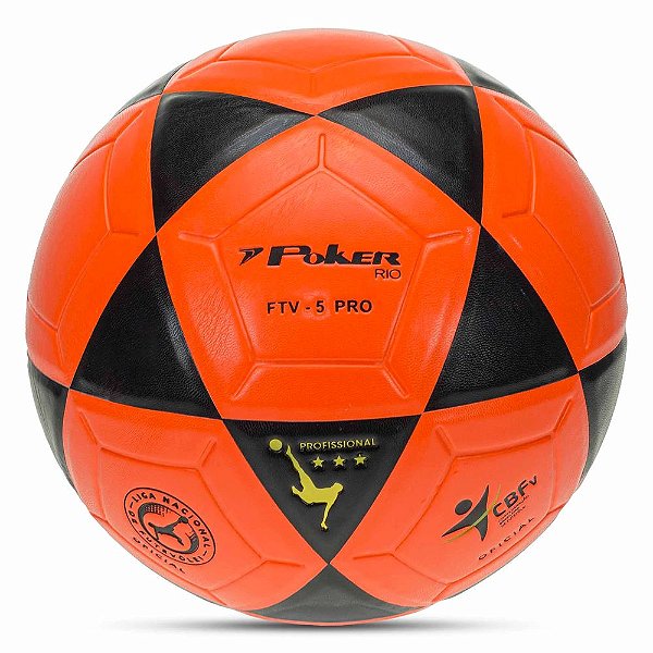 Bola Poker Futevôlei Vulcanizada PU Rio Laranja/Preto