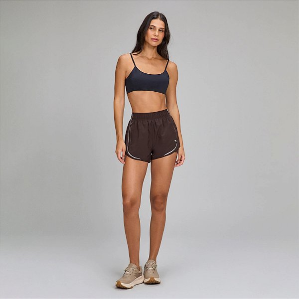 Shorts Alto Giro Sobreposto Refletivo OU26 Vermelho Marsala