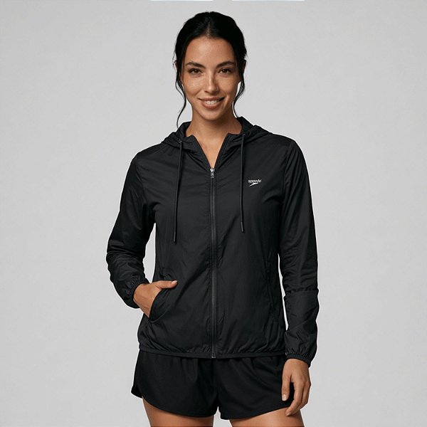 Jaqueta Speedo Corta Vento Essential WT26 Feminina Preto