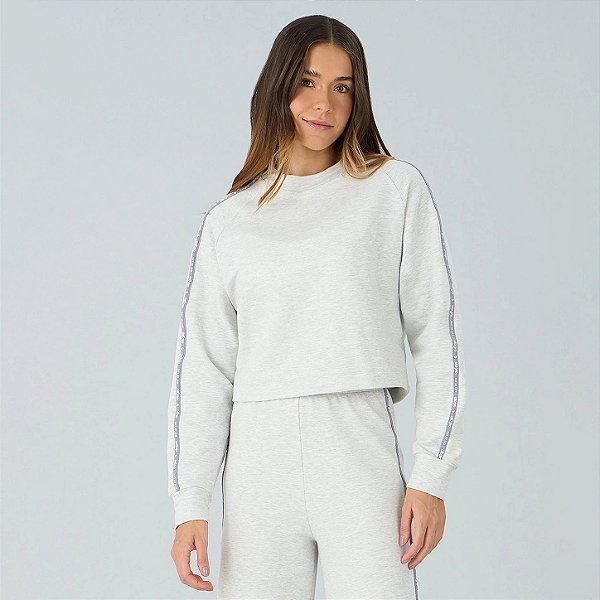 Blusa Alto Giro Raglan Mescla Com Elástico WT26 Mescla Claro