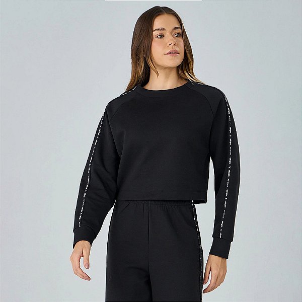 Blusa Alto Giro Raglan Com Elástico Personalizado WT26 Preto