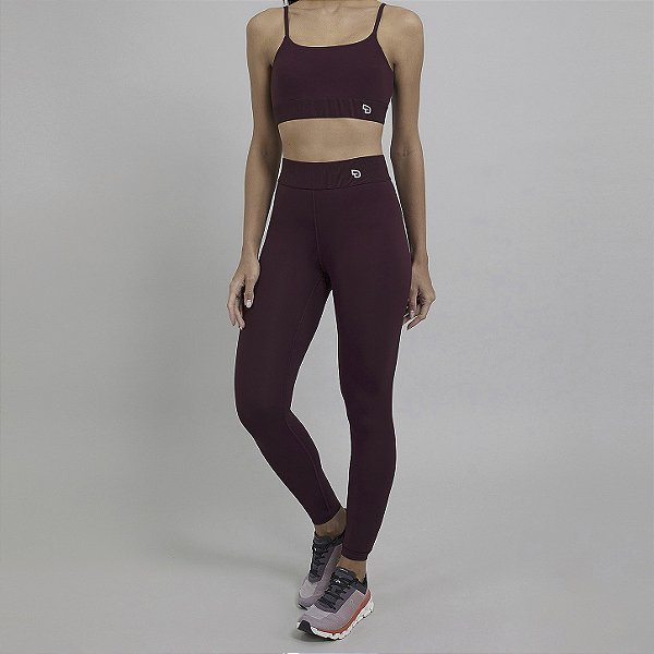 Legging Alto Giro Cós Canelado PR26 Vermelho Marsala
