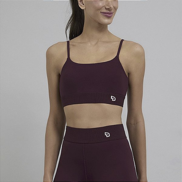 Top Alto Giro Cós Canelado PR26 Vermelho Marsala
